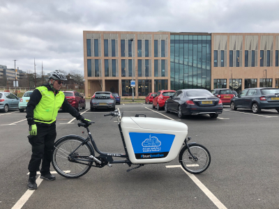 Solihull Council instructor with an e-cargo bike